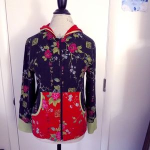 Anne Carson Silk Asian Hoodie Zip-up Small